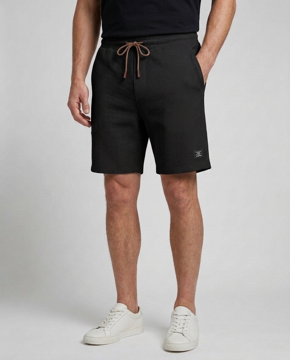 Men's Casual Shorts Relaxed Fit Drawstring Elastic Waist Everyday Beach Holiday Loungewear Chino Deacon - Black Front [Lystr 6ad9dfdc9c0f599a3b456a23:black:front]