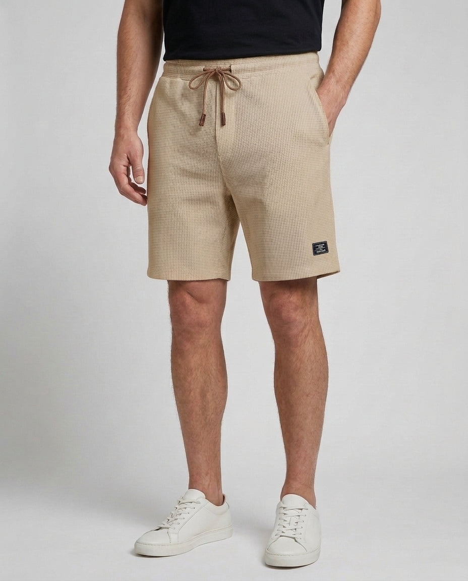 Men's Casual Shorts Relaxed Fit Drawstring Elastic Waist Everyday Beach Holiday Loungewear Chino Deacon - Beige Front [Lystr 6ad9dfdc9c0f599a3b456a23:beige:front]