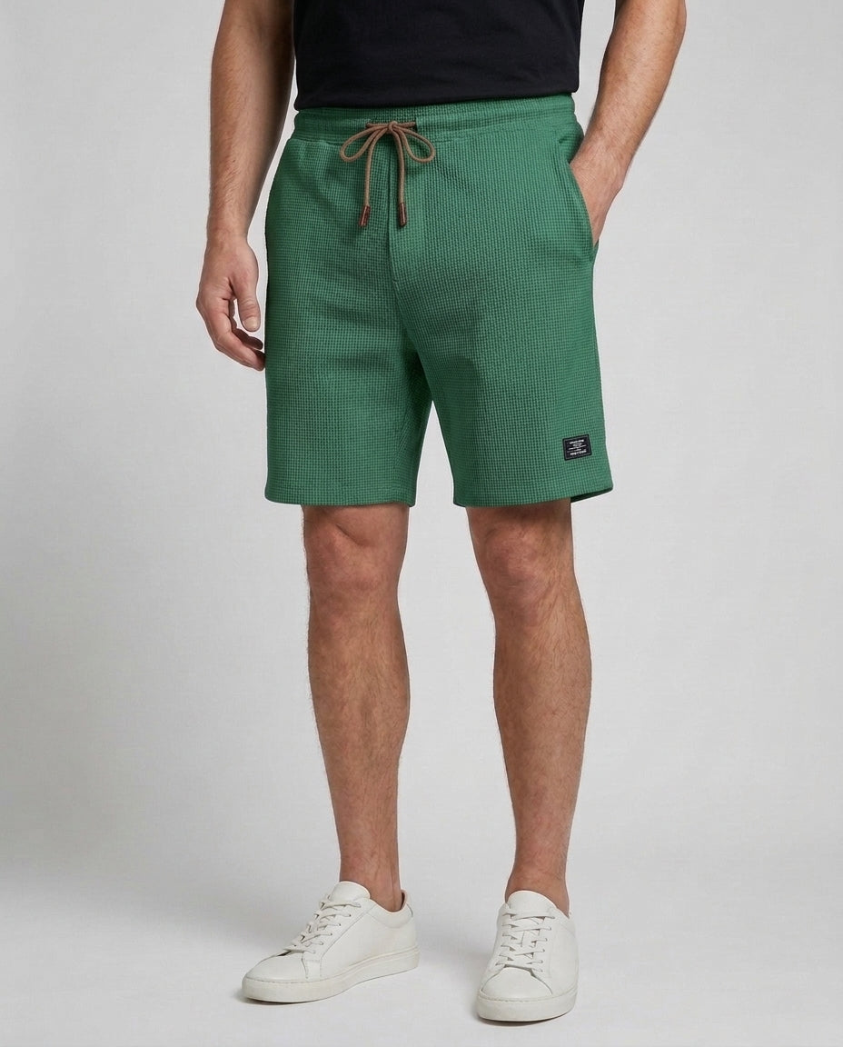 Men's Casual Shorts Relaxed Fit Drawstring Elastic Waist Everyday Beach Holiday Loungewear Chino Deacon - Green Front [Lystr 6ad9dfdc9c0f599a3b456a23:green:front]