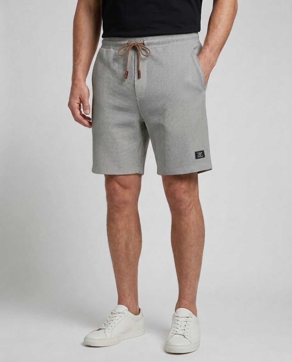 Men's Casual Shorts Relaxed Fit Drawstring Elastic Waist Everyday Beach Holiday Loungewear Chino Deacon - Grey Front [Lystr 6ad9dfdc9c0f599a3b456a23:grey:front]