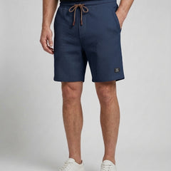 Men's Casual Shorts Relaxed Fit Drawstring Elastic Waist Everyday Beach Holiday Loungewear Chino Deacon - Navy Blue Front [Lystr 6ad9dfdc9c0f599a3b456a23:navy blue:front]