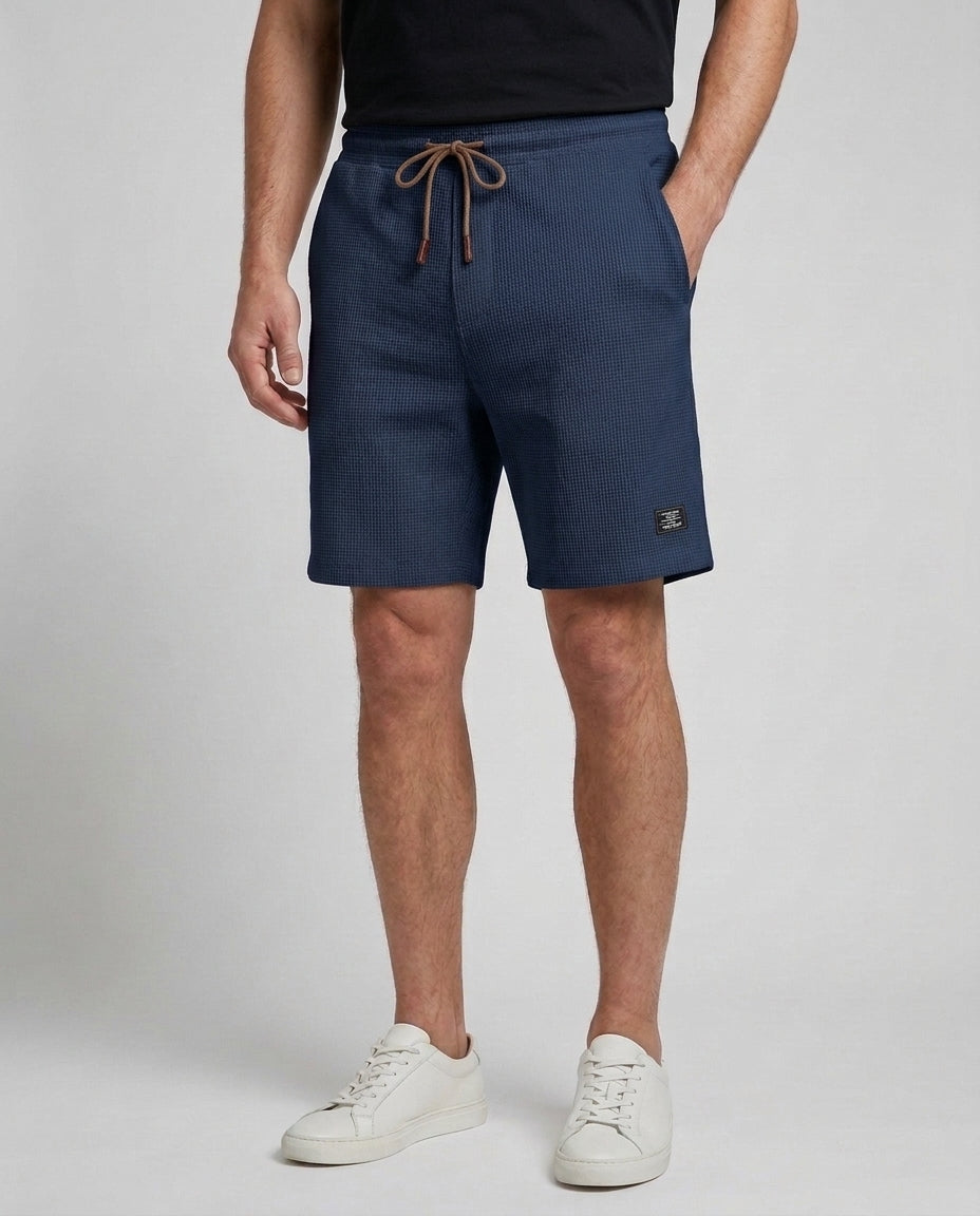 Men's Casual Shorts Relaxed Fit Drawstring Elastic Waist Everyday Beach Holiday Loungewear Chino Deacon - Navy Blue Front [Lystr 6ad9dfdc9c0f599a3b456a23:navy blue:front]