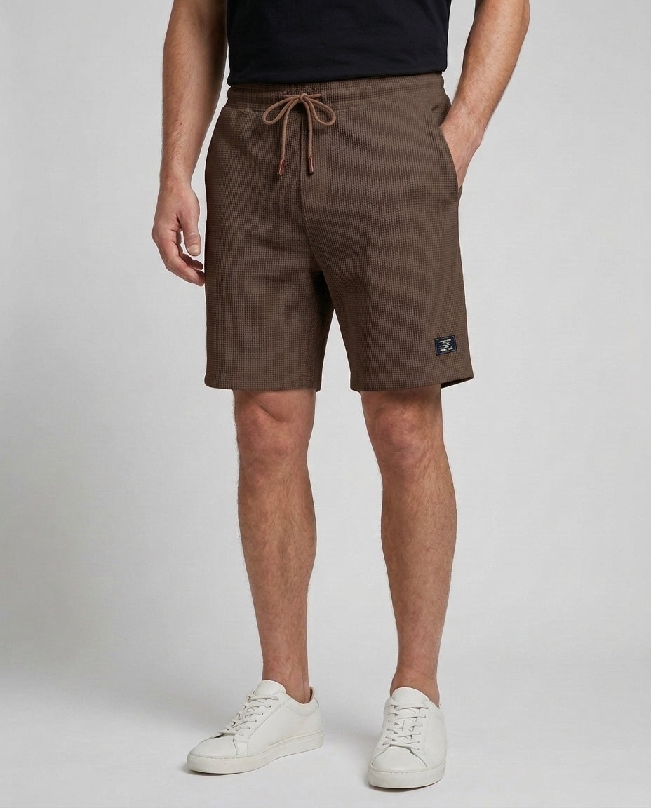 Men's Casual Shorts Relaxed Fit Drawstring Elastic Waist Everyday Beach Holiday Loungewear Chino Deacon - Dark Brown Front [Lystr 6ad9dfdc9c0f599a3b456a23:dark brown:front]