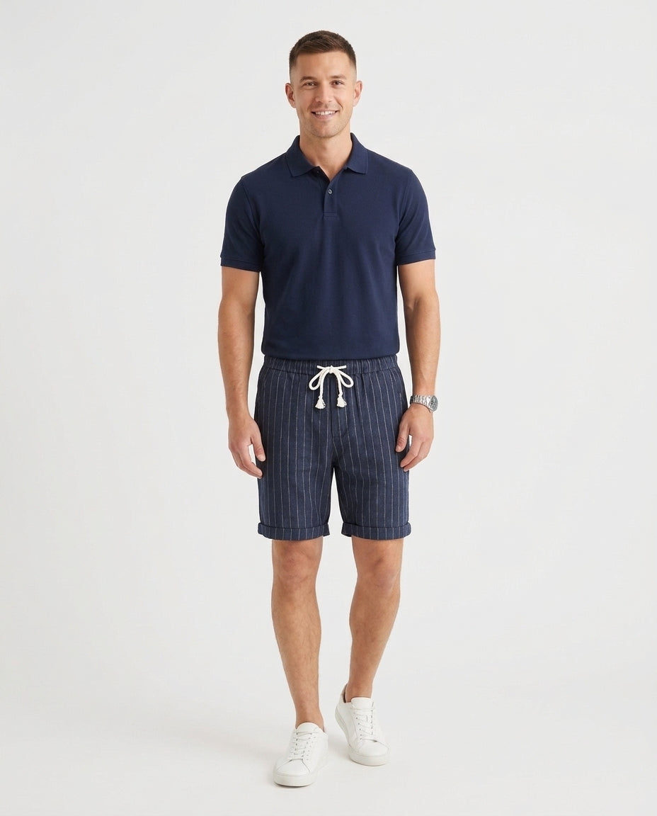 Men's Linen Shorts Drawstring Elastic Waist Relaxed Fit Breathable Casual Beach Holiday Everyday Loungewear Reed - Front [Lystr 6ad9e48011266a674cd3e69f:front]