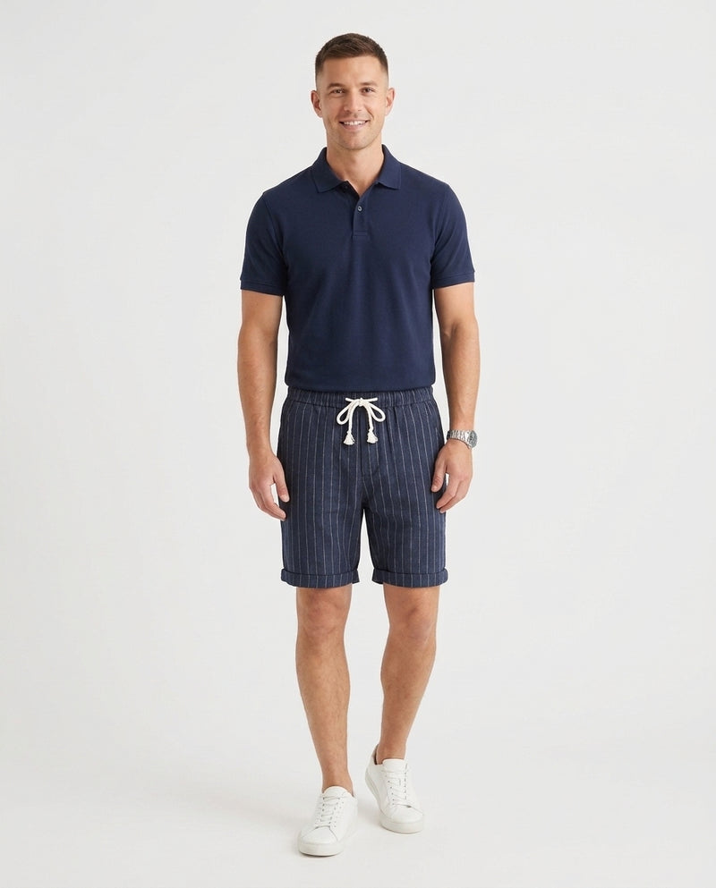 Men's Linen Shorts Drawstring Elastic Waist Relaxed Fit Breathable Casual Beach Holiday Everyday Loungewear Reed