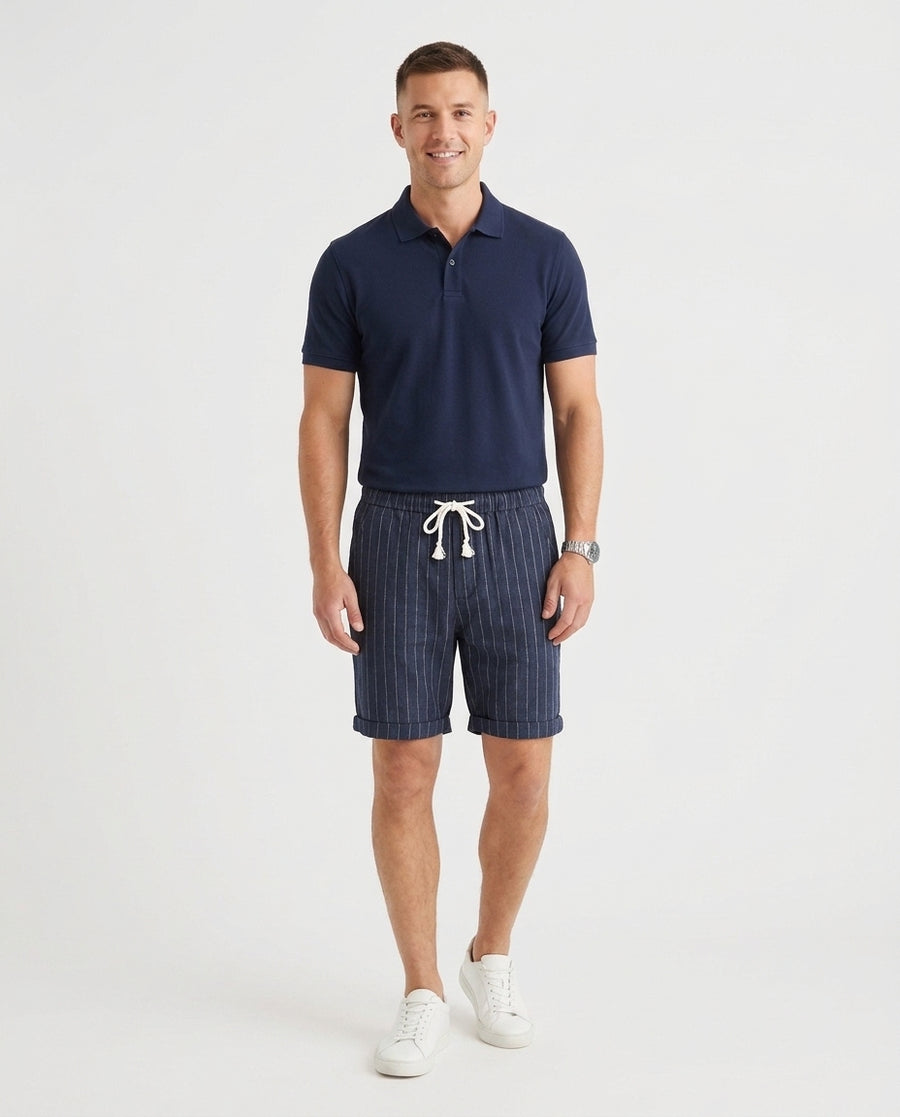 Men's Linen Shorts Drawstring Elastic Waist Relaxed Fit Breathable Casual Beach Holiday Everyday Loungewear Reed - Front [Lystr 6ad9e48011266a674cd3e69f:front]