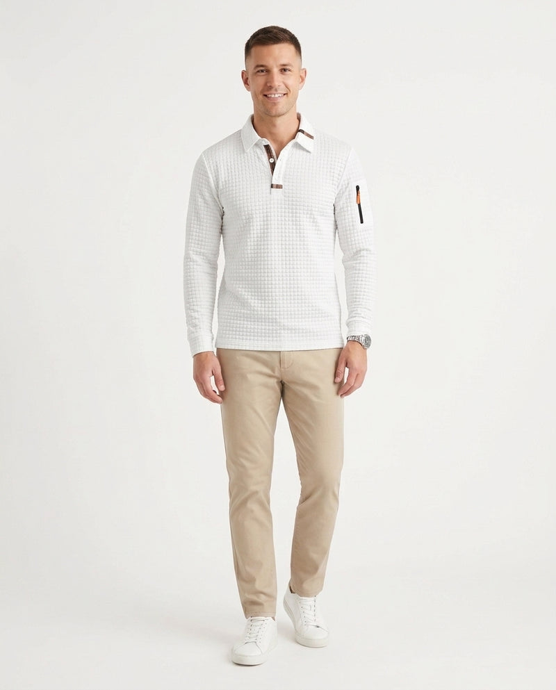 Men's Waffle Texture Polo Shirt Short-Sleeve Collared Casual Everyday