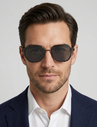 Men's Steampunk Sunglasses Polarized Round Metal Frame Tinted Lens Retro Fashion Casual Beach Holiday Everyday - Front [Lystr 6ad9e9885bbfaadb16b04660:front]