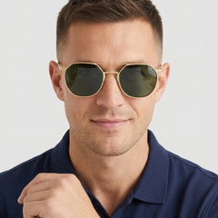 Men's Retro Polarized Sunglasses Classic Frame Stylish Outdoor Fashion - Front [Lystr 6ad9eb505bbfaadb16b0466e:front]