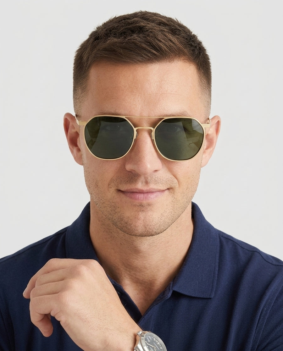 Men's Retro Polarized Sunglasses Classic Frame Stylish Outdoor Fashion - Front [Lystr 6ad9eb505bbfaadb16b0466e:front]