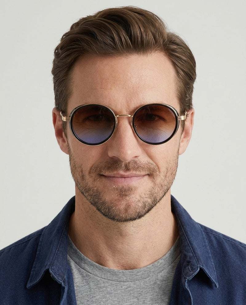 Men's Round Sunglasses Retro Metal Frame Tinted Lens Fashion Casual Beach Holiday Everyday Driving