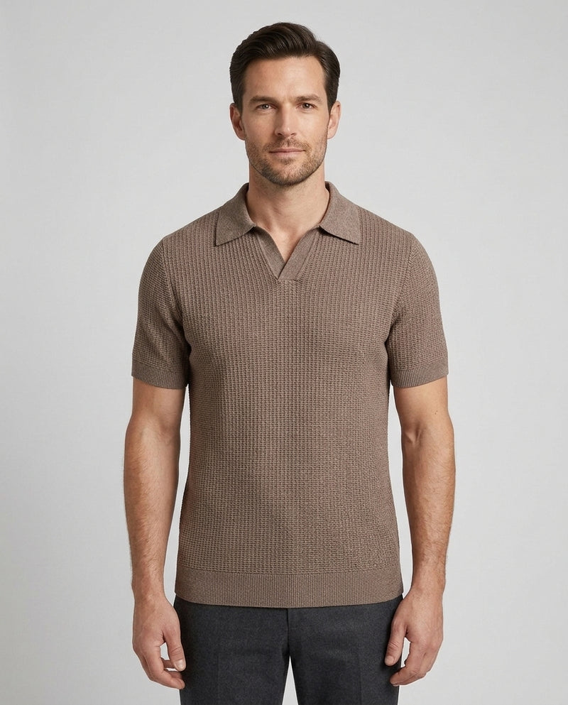 Men's Knit Polo Shirt Relaxed Fit Short-Sleeve Collared Ribbed Casual Smart-Casual Everyday Golf Sport Versatile Brixham