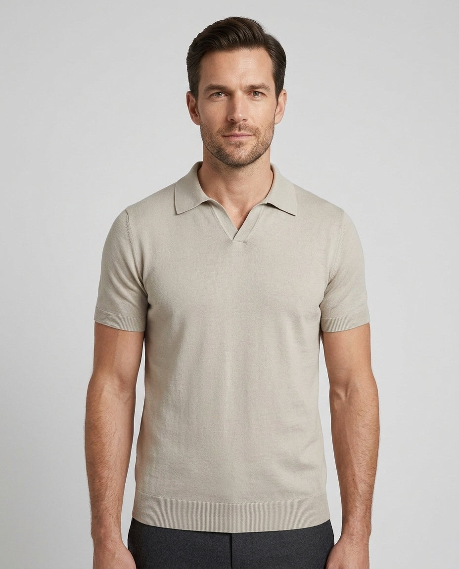 Men's Casual Polo Shirt Short-Sleeve Collared Buttonless Everyday Wear - Front [Lystr 6adf51166960e74b6ead1a3c:front]