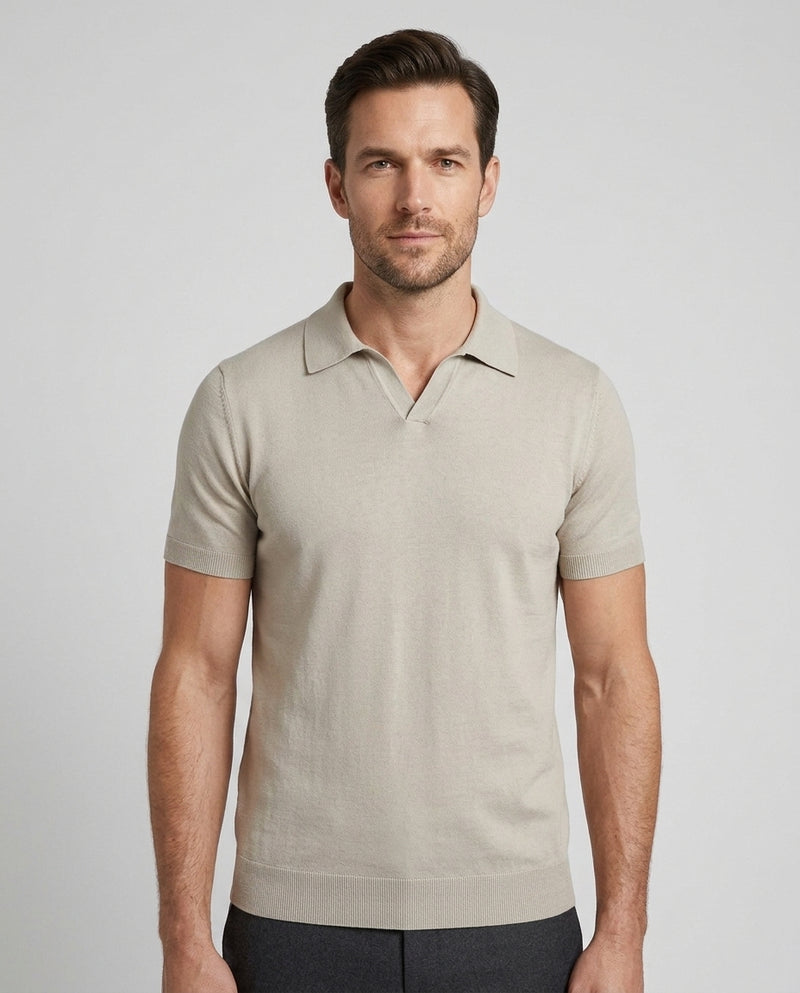 Men's Casual Polo Shirt Short-Sleeve Collared Buttonless Everyday Wear