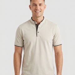 Men's Collarless Polo Shirt Short-Sleeve Henley Button Placket Casual Smart-Casual Everyday Golf Sport Versatile Wexley - Front [Lystr 6adf51586960e74b6ead1a3e:front]