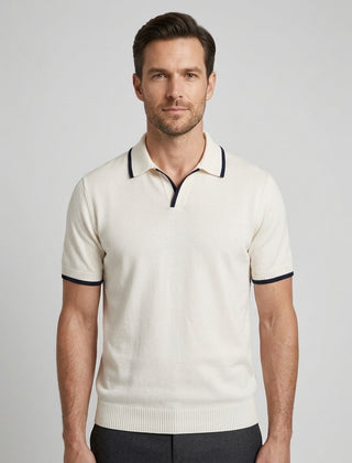 Men's Polo Shirt Casual Fit Contrast Trim Short-Sleeve Collared Casual Smart-Casual Everyday Golf Sport Merrick - Front [Lystr 6adf53cf6960e74b6ead1a4a:front]