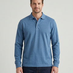 Men's Classic Long Sleeve Polo Shirt Relaxed Fit Collared Casual Everyday - Front [Lystr 6adf550b6960e74b6ead1a4e:front]