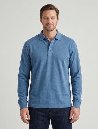 Men's Classic Long Sleeve Polo Shirt Relaxed Fit Collared Casual Everyday - Front [Lystr 6adf550b6960e74b6ead1a4e:front]