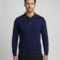 Men's Long Sleeve Polo Shirt Knit Casual Fit Collared Smart-Casual Wear - Front [Lystr 6adf56bd6960e74b6ead1a57:front]