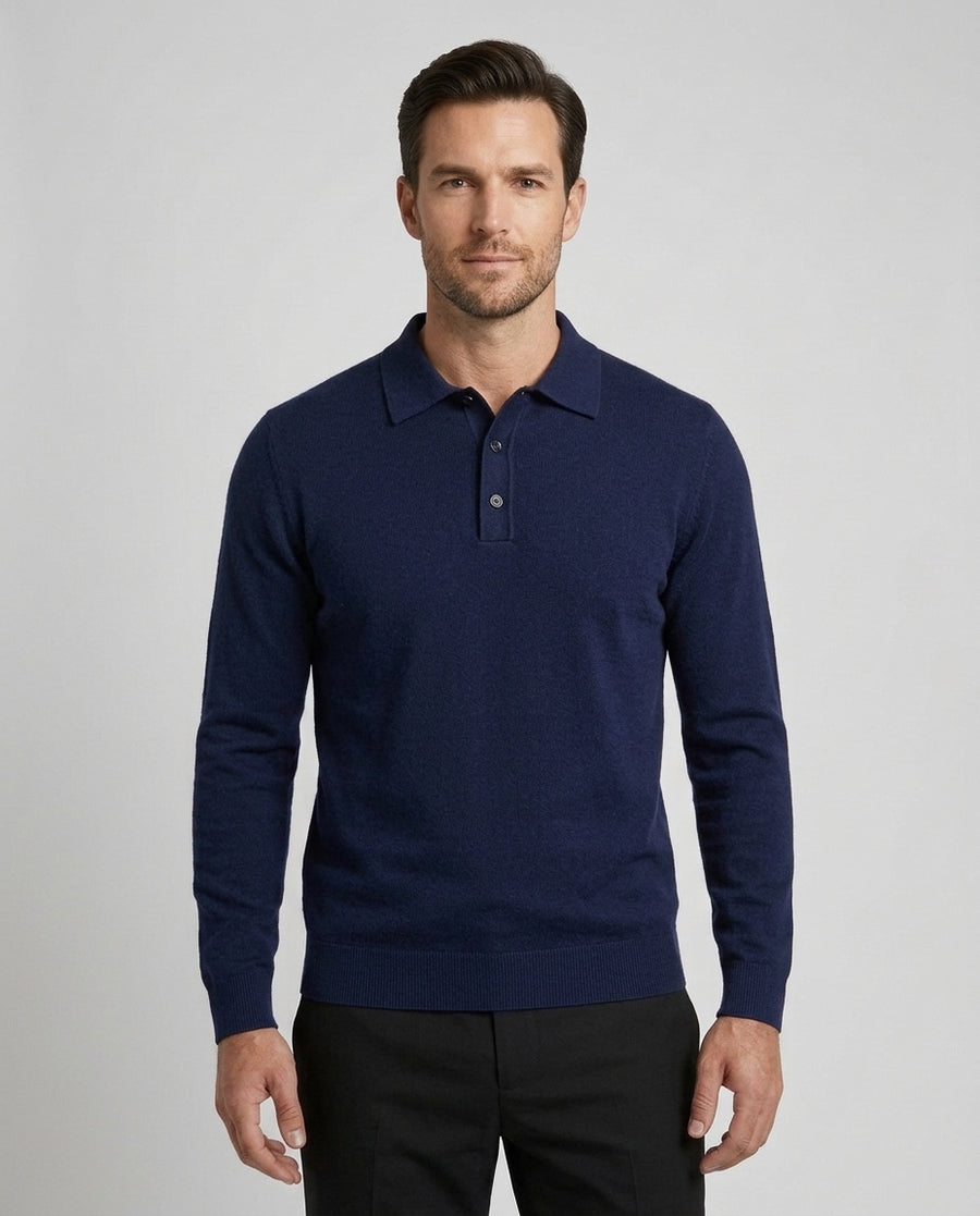 Men's Long Sleeve Polo Shirt Knit Casual Fit Collared Smart-Casual Wear - Front [Lystr 6adf56bd6960e74b6ead1a57:front]
