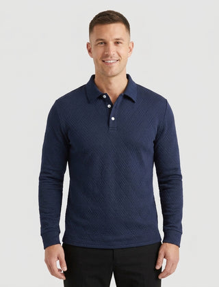 Men's Long Sleeve Polo Shirt Collared Casual Office Wear Stylish Everyday - Front [Lystr 6adf57056960e74b6ead1a59:front]