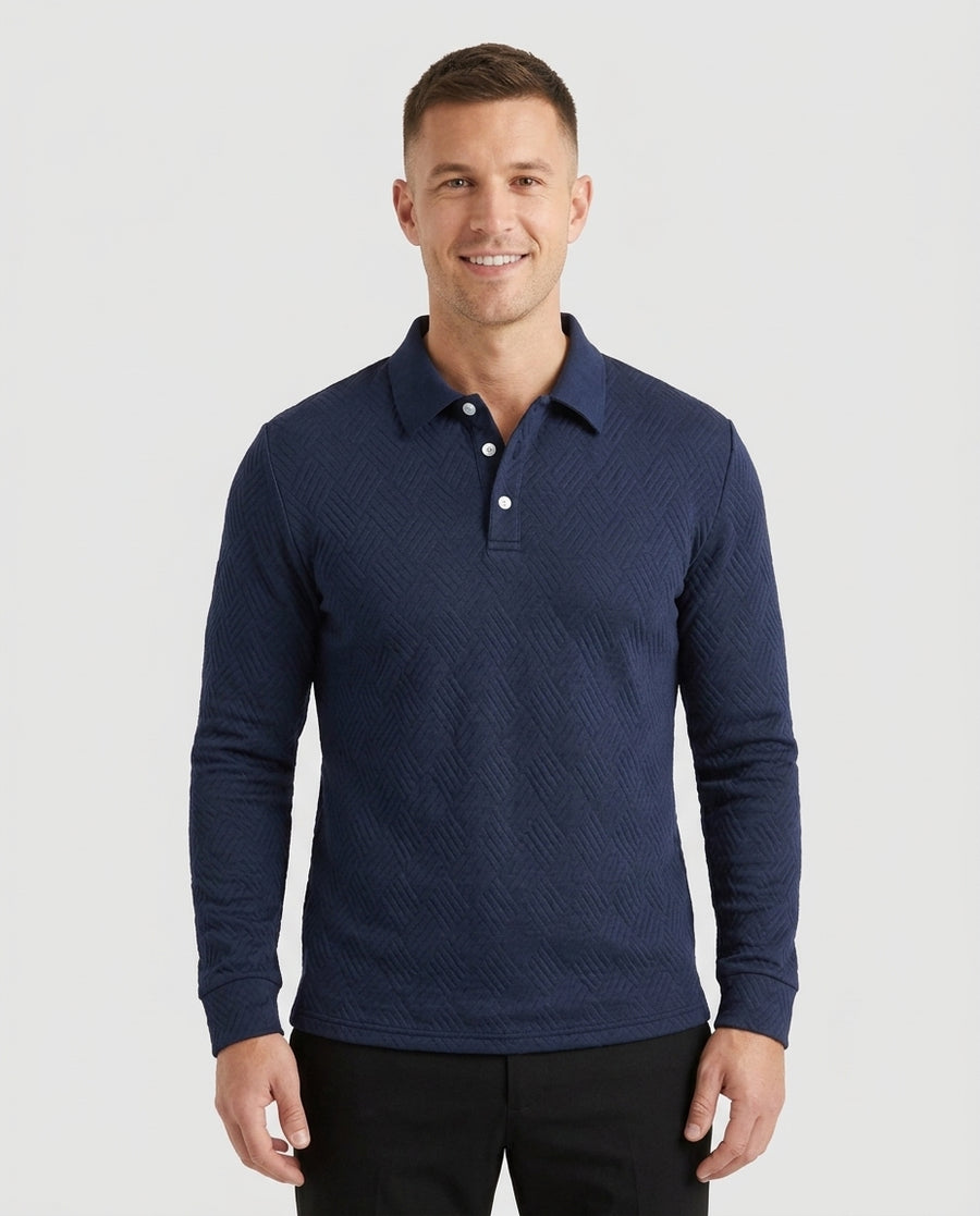 Men's Long Sleeve Polo Shirt Collared Casual Office Wear Stylish Everyday - Front [Lystr 6adf57056960e74b6ead1a59:front]