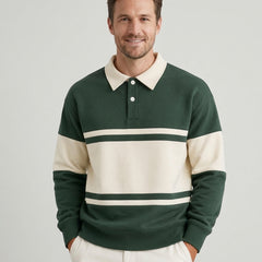 Men's Retro Long Sleeve Polo Sweatshirt Color Block Casual Everyday Wear - Front [Lystr 6adf58116960e74b6ead1a5b:front]