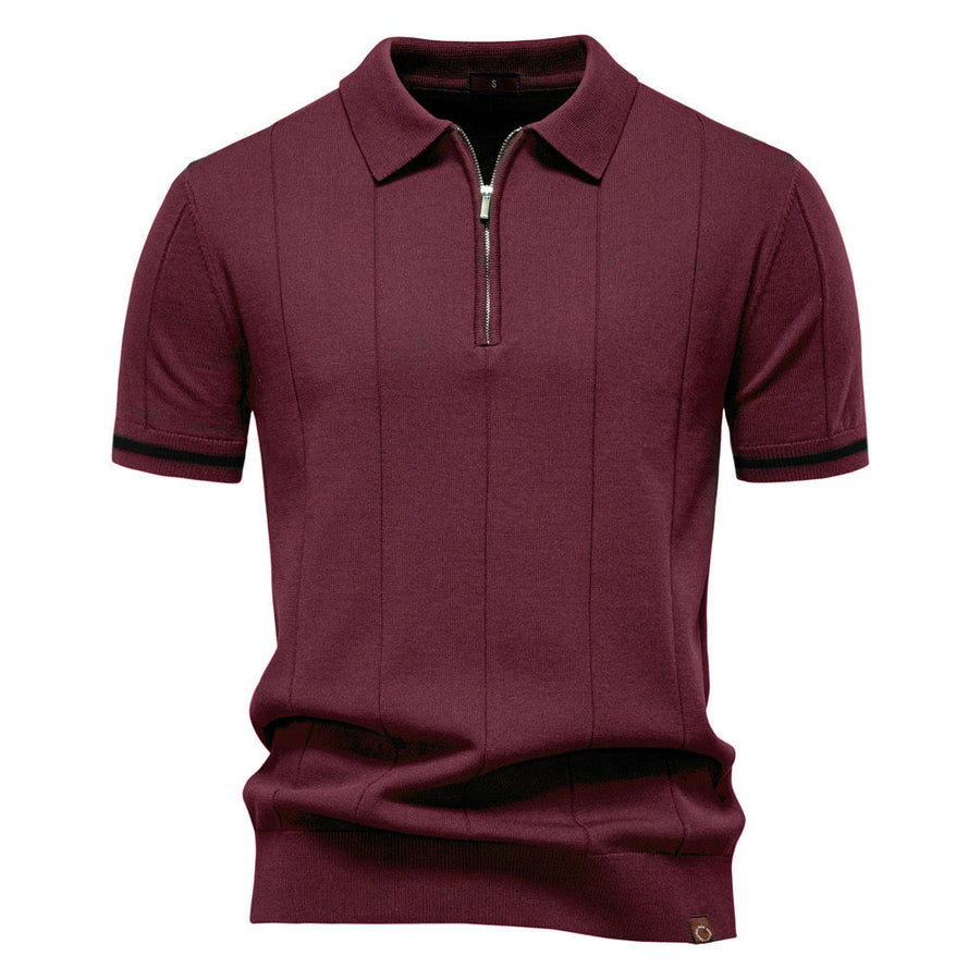 Men's Quarter-Zip Polo Shirt Short-Sleeve Collared Ribbed Casual Smart-Casual Everyday Golf Sport Regular Fit Weller