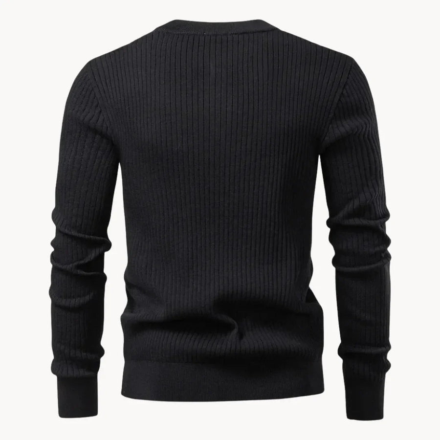 Men's Casual Knit Sweater Round Neck Button Closure Everyday Wear