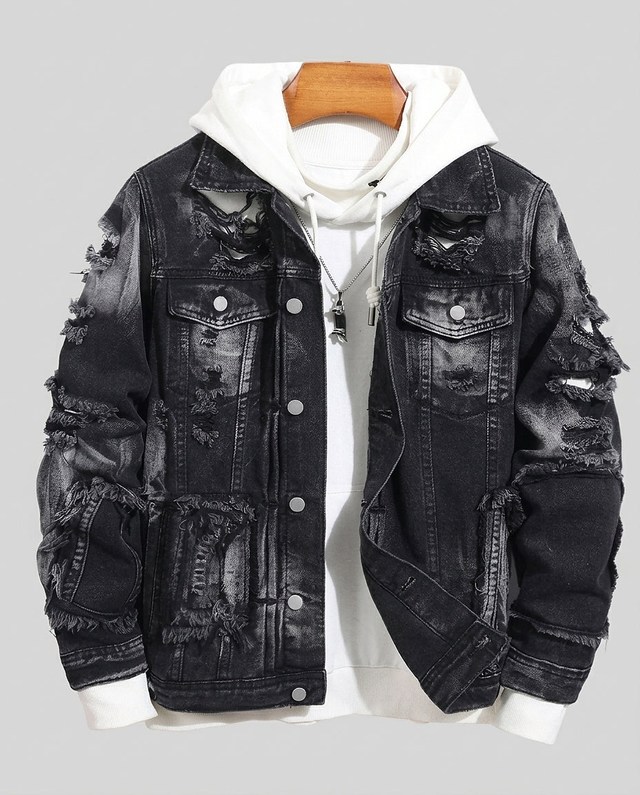 Men’s Distressed Denim Trucker Jacket