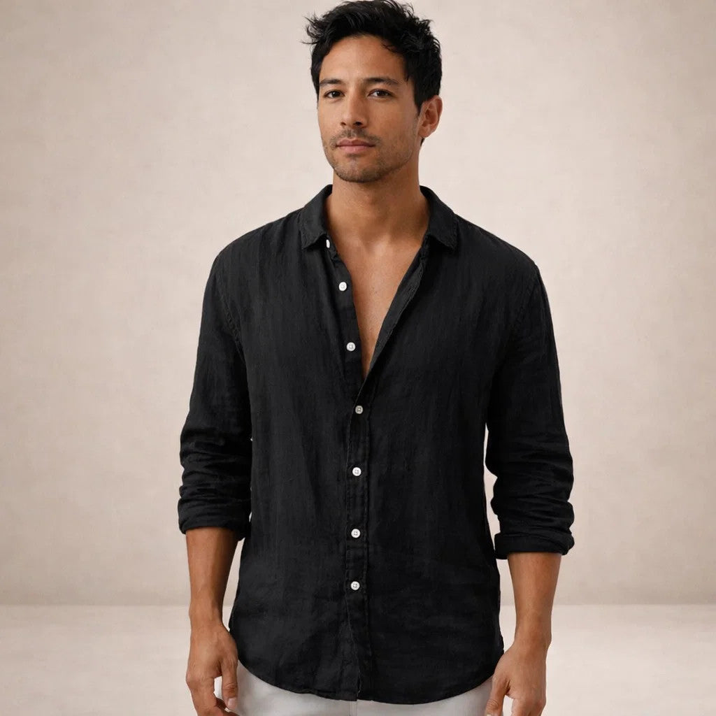 Men's Casual Open Collar Shirt | Long Sleeve