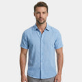 Men's Casual Cotton Linen Short Sleeve Shirt