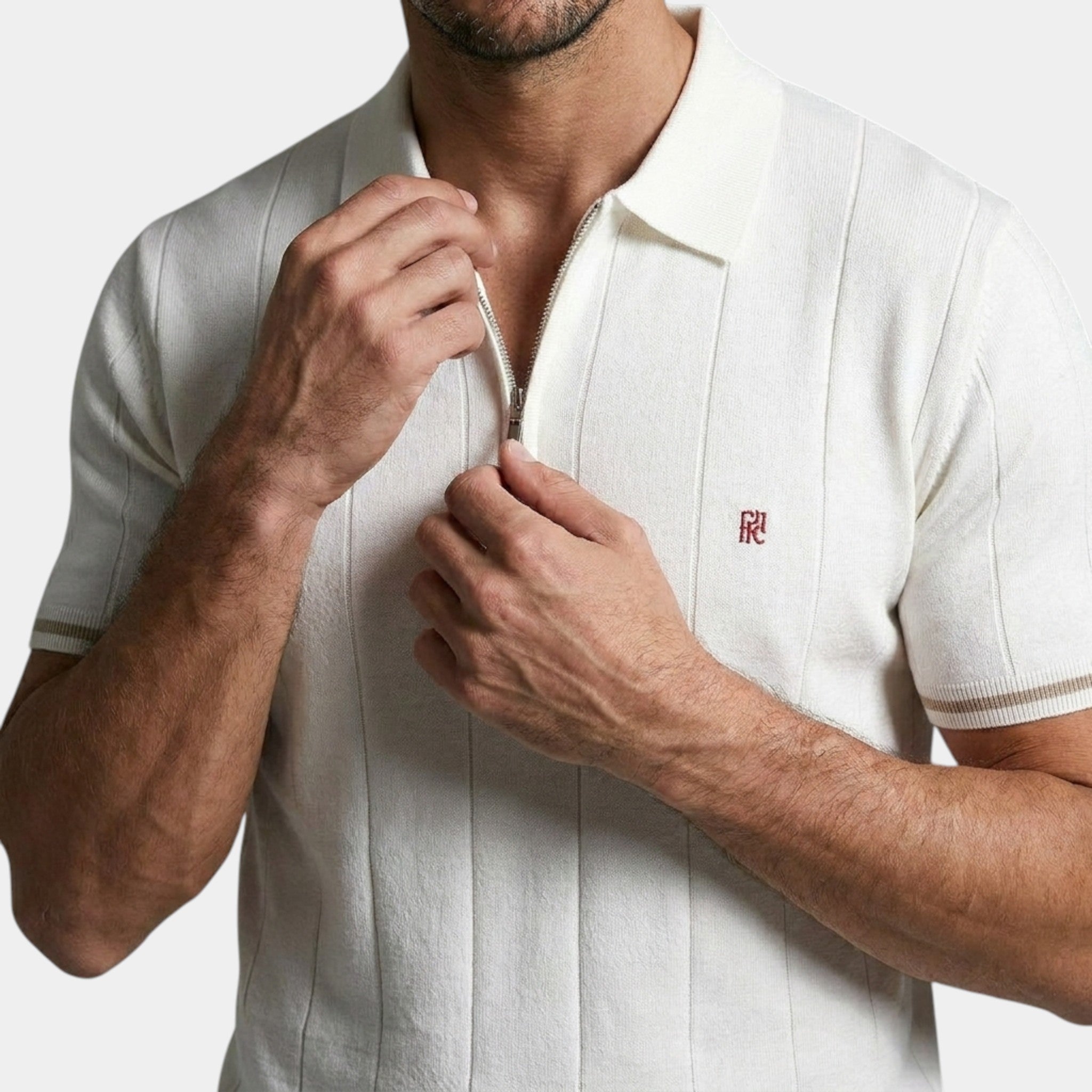 Men’s Ribbed Knit Polo Shirt