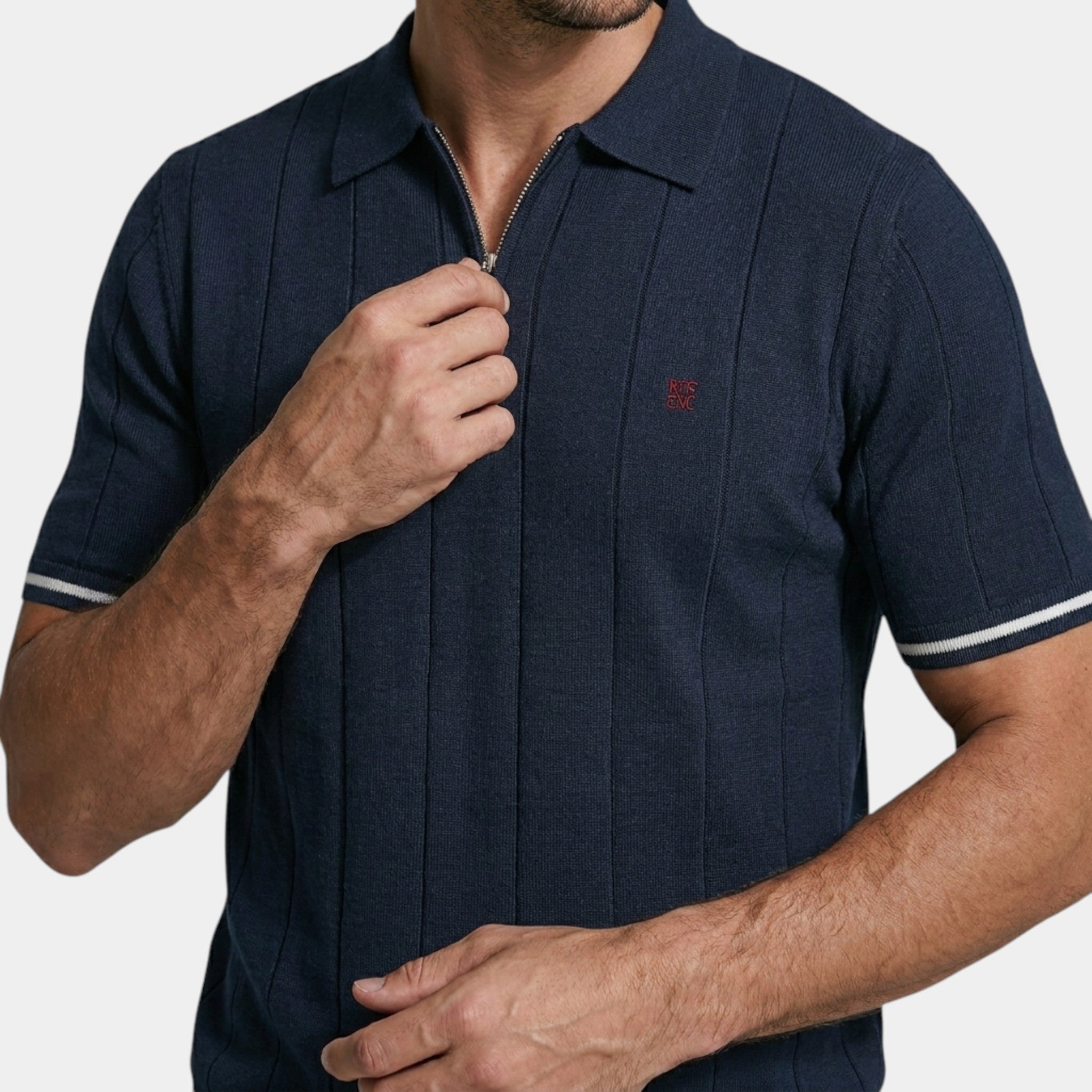 Men’s Ribbed Knit Polo Shirt