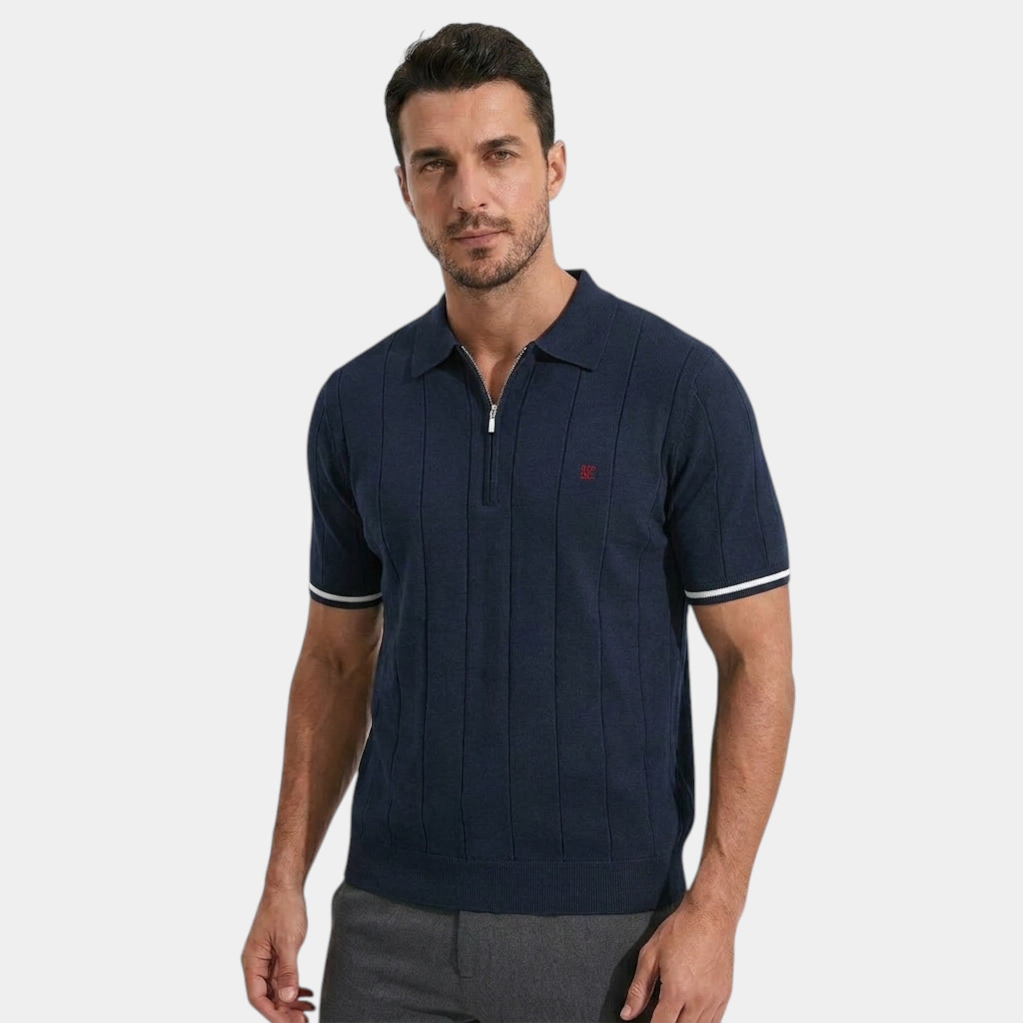 Men’s Ribbed Knit Polo Shirt
