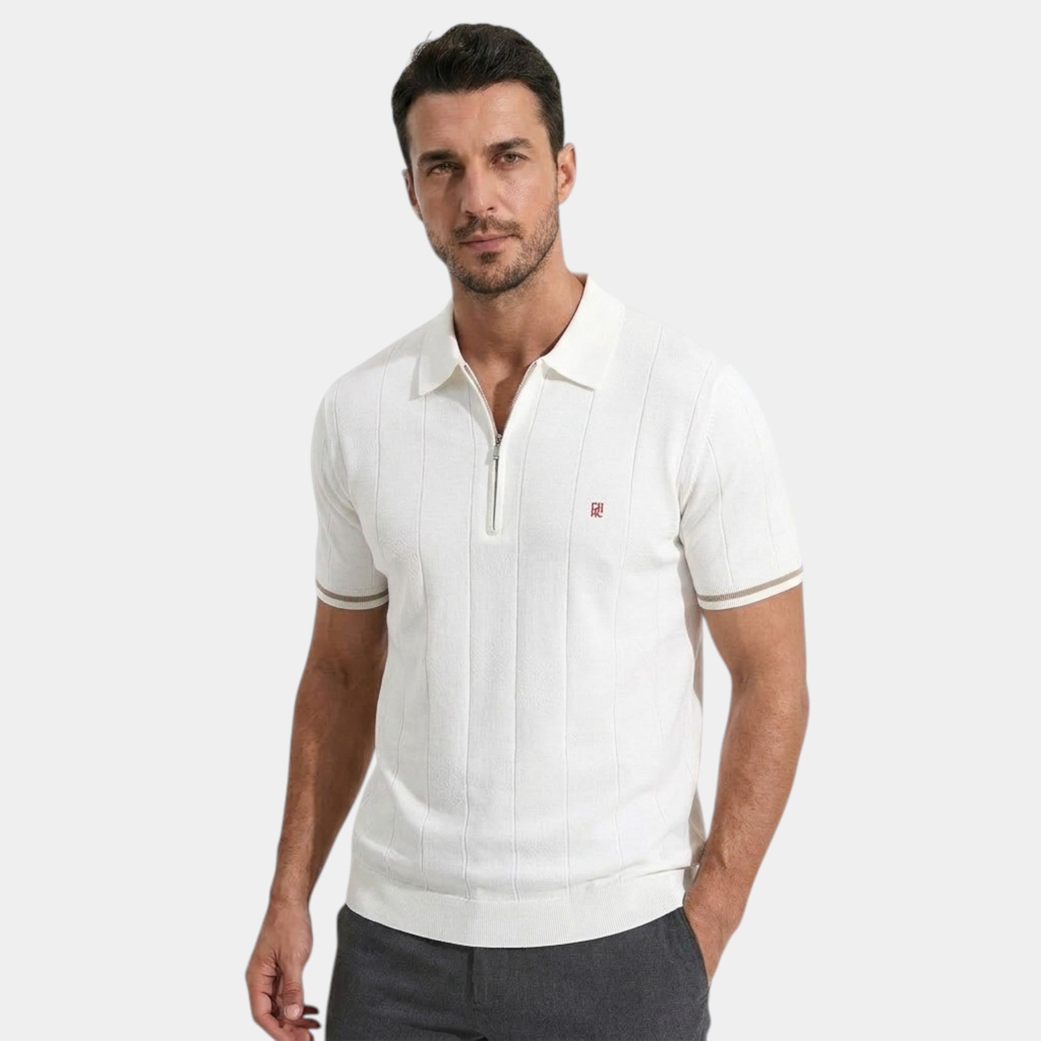 Men’s Ribbed Knit Polo Shirt