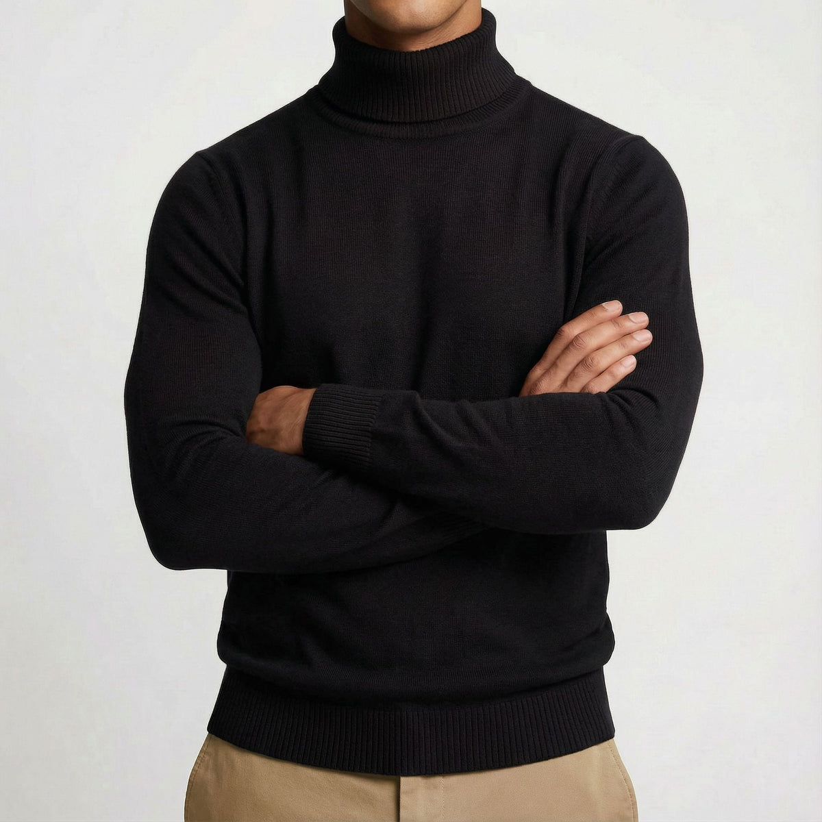 Men's Timeless Roll Neck Jumper Relaxed Fit Long Sleeve Classic Casual Wear