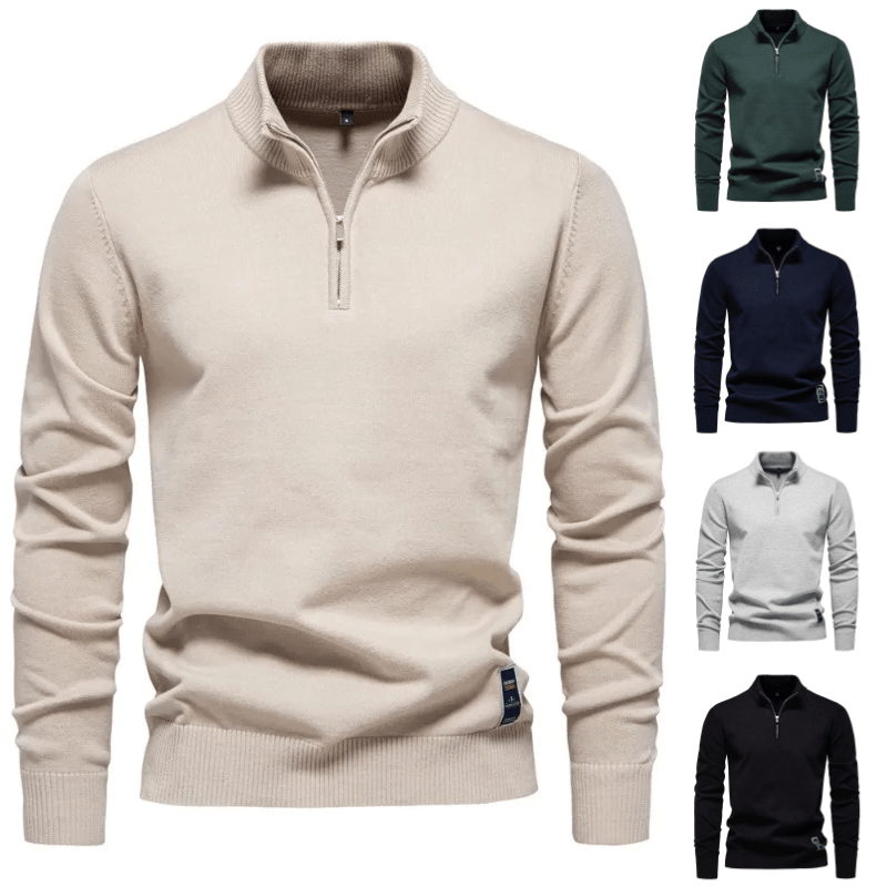 Men's Casual Quarter-Zip Pullover Relaxed Fit Everyday Layering