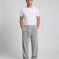 Men's Relaxed Fit Wide Leg Corduroy Trousers Drawstring Casual Everyday - Front [Lystr 6ac89b44d4fa2807a3a0f9a3:front]
