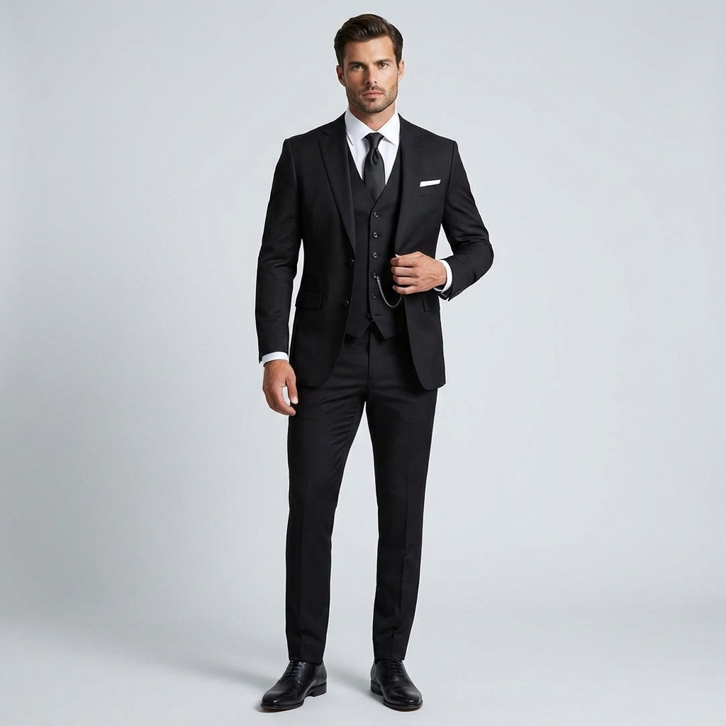 Men's Suit Set Slim Fit Blazer & Trousers Tailored Formal Wedding Business Occasion Classic Elegant Two-Piece