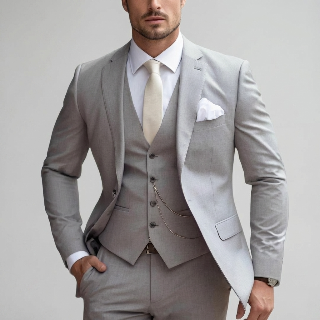 Men's Suit Set Slim Fit Blazer & Trousers Tailored Formal Wedding Business Occasion Classic Elegant Two-Piece