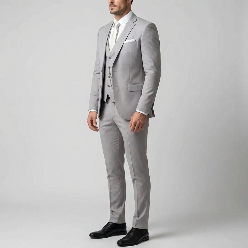 Men's Suit Set Slim Fit Blazer & Trousers Tailored Formal Wedding Business Occasion Classic Elegant Two-Piece