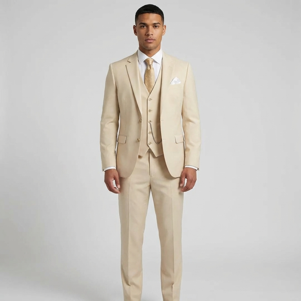 Men's Suit Set Slim Fit Blazer & Trousers Tailored Formal Wedding Business Occasion Classic Elegant Two-Piece