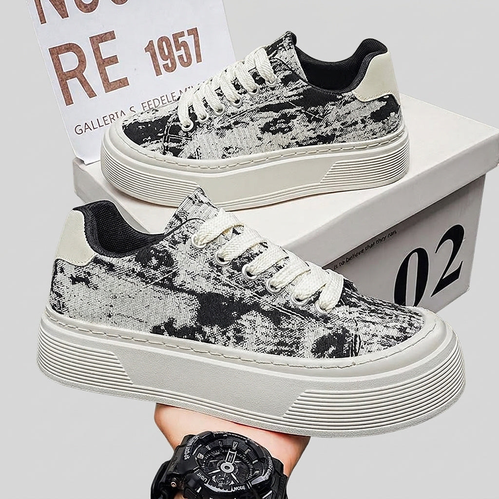 Men’s Platform Canvas Sneakers with Patterned Print