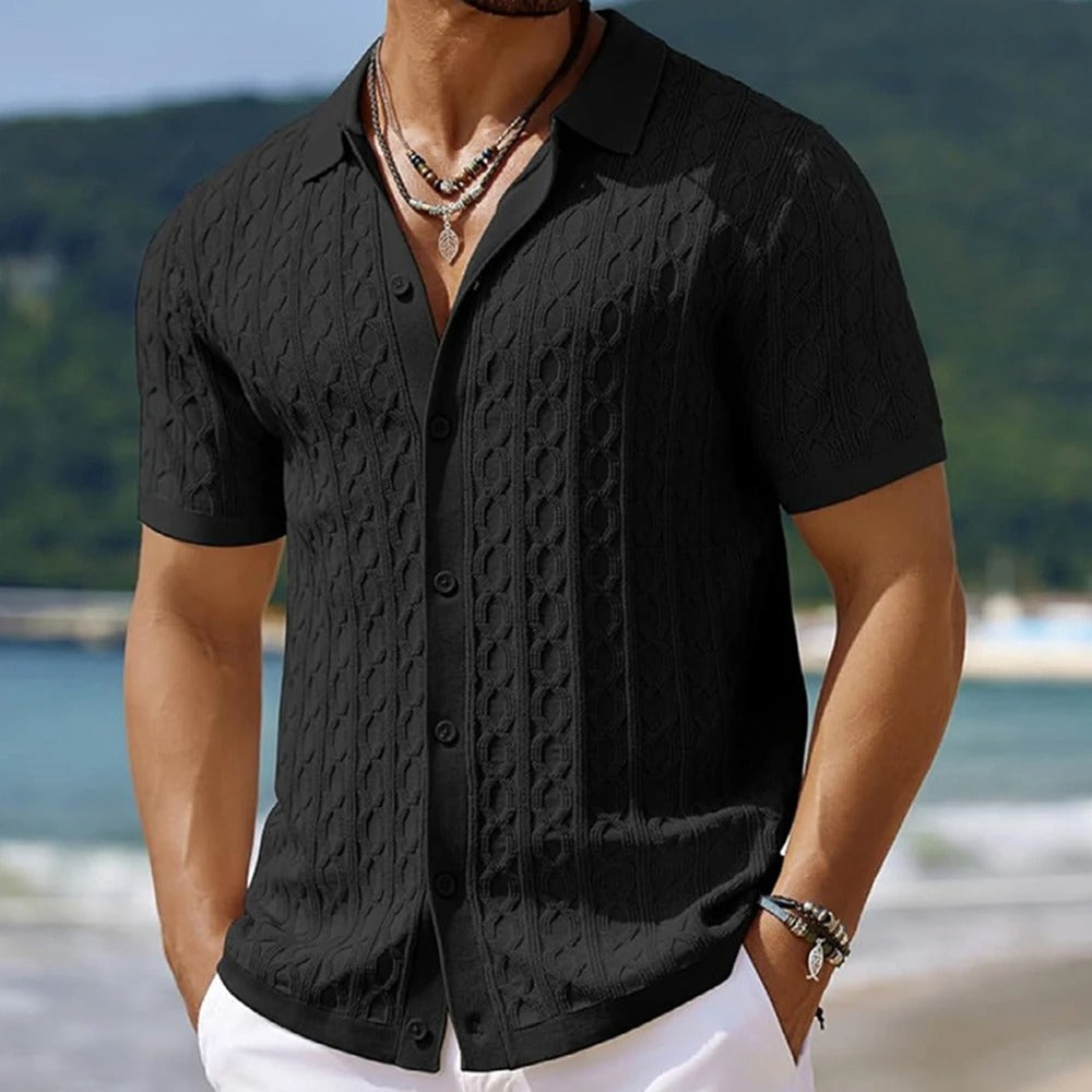 Men’s Casual Short Sleeve Shirt | Structured Knit Design