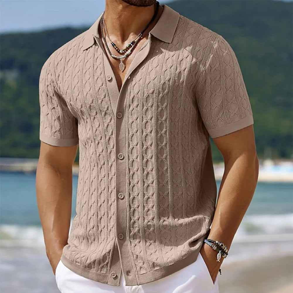Men’s Casual Short Sleeve Shirt | Structured Knit Design