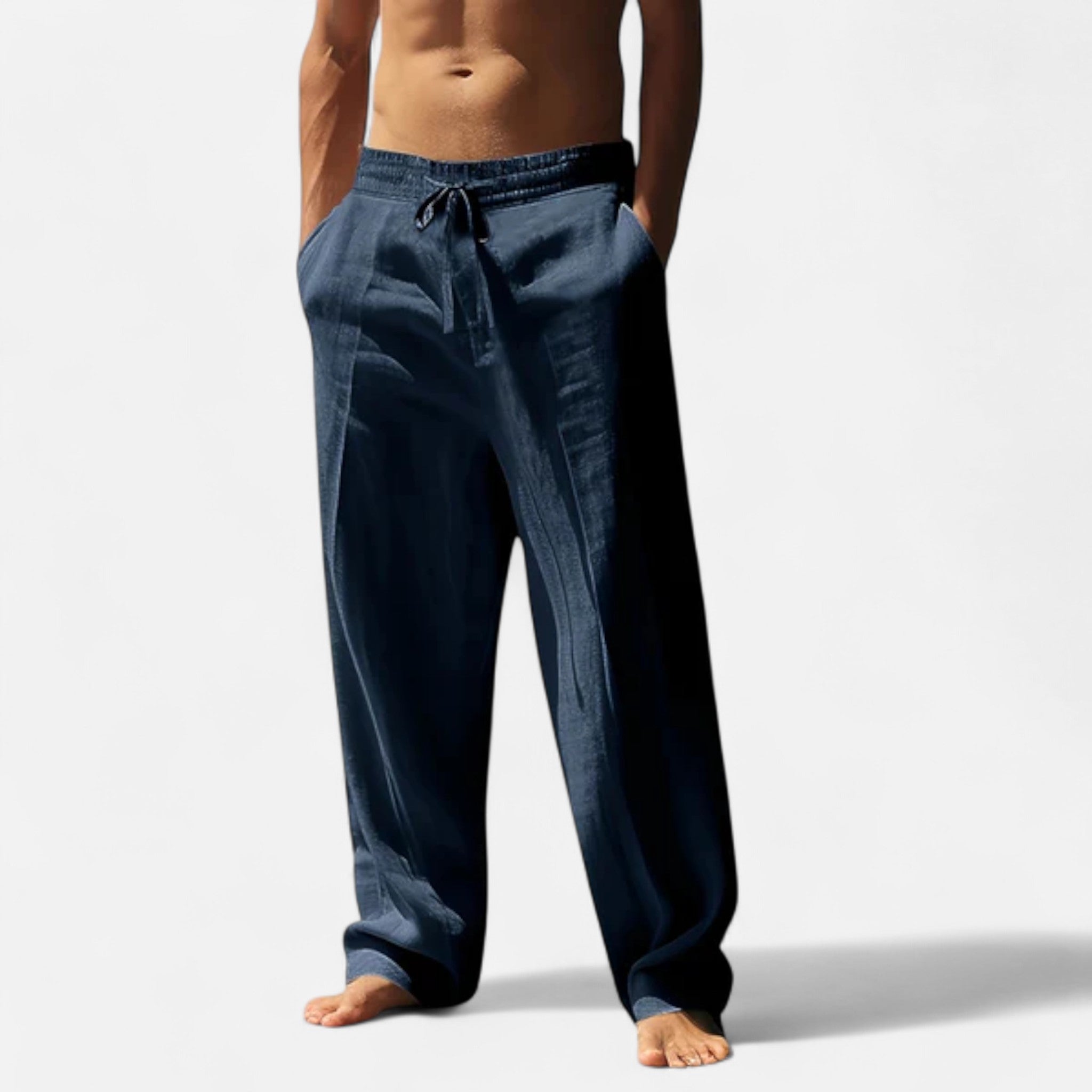 Men's Relaxed Drawstring Linen Trousers
