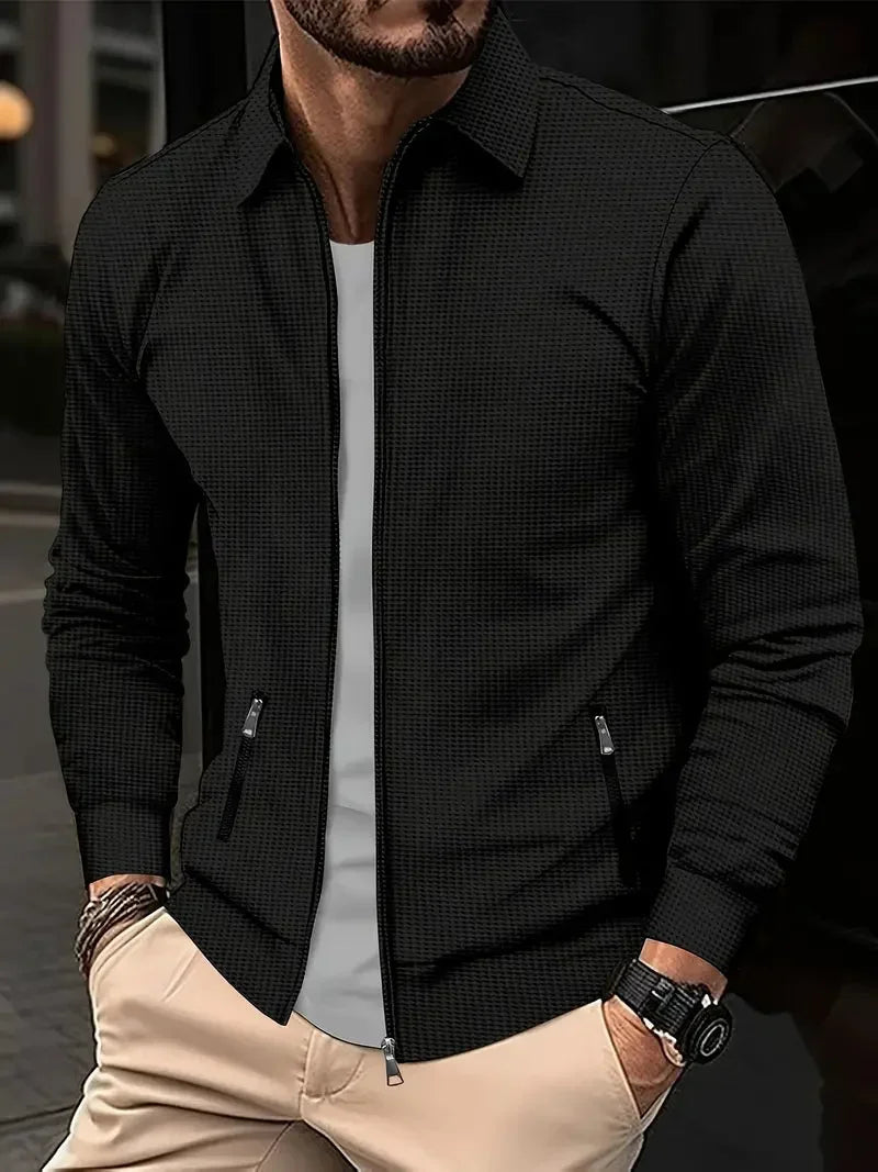 Men's Zip-Up Cardigan Stand Collar Relaxed Fit Layering Casual Everyday