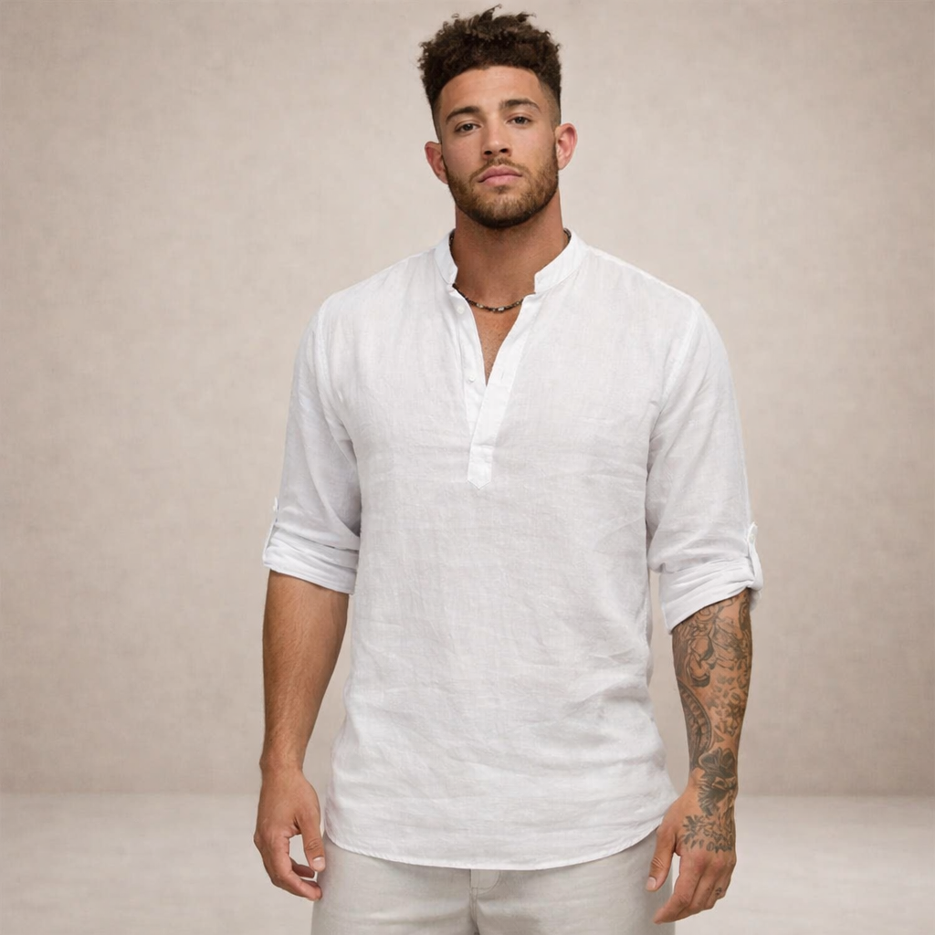 Men's Regular Fit Long Sleeve Shirt Stand Collar Casual Everyday Wear