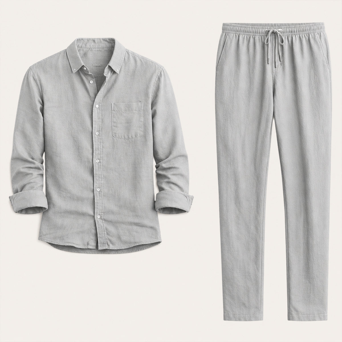 Men's Casual Two-Piece Outfit Short-Sleeve Shirt and Pants Set Relaxed Fit Summer Holiday Beach Everyday Matching Co-Ord